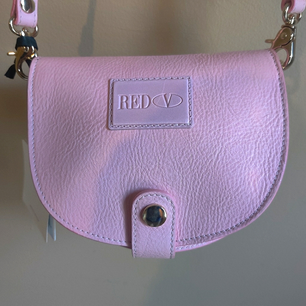 RED Valentino Small Pink Ribbon Crossbody NWT Kip Leather gold hardware